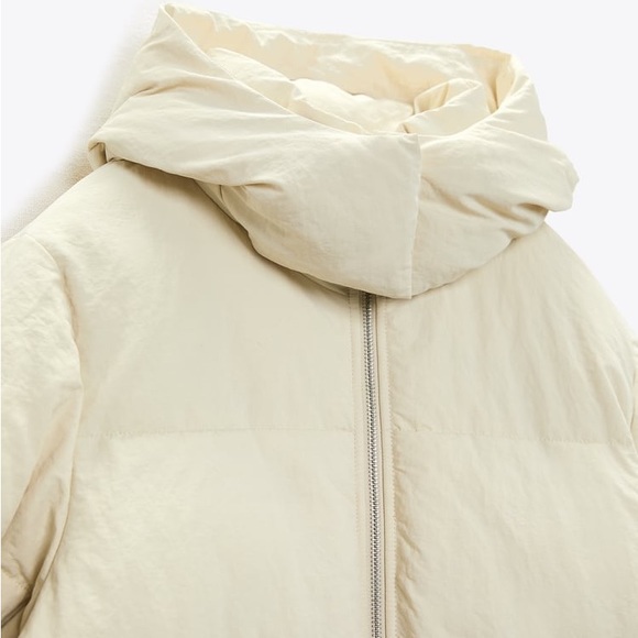 Zara Ecru Water Repellent Puffer Coat - Picture 15 of 16
